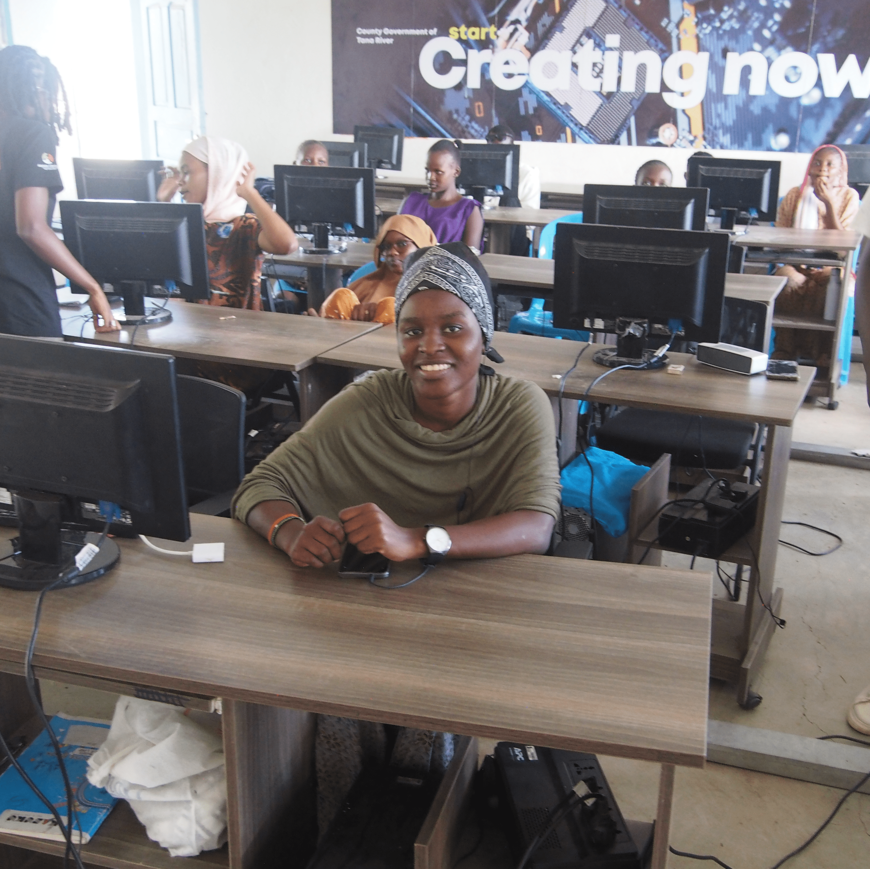 Students learning in computer lab
